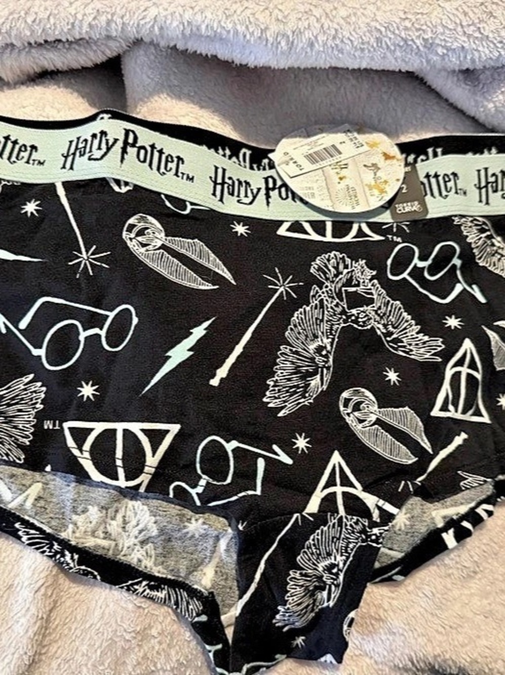 Torrid Harry Potter Black Glsses Owl Boyshort Black & White Size 2